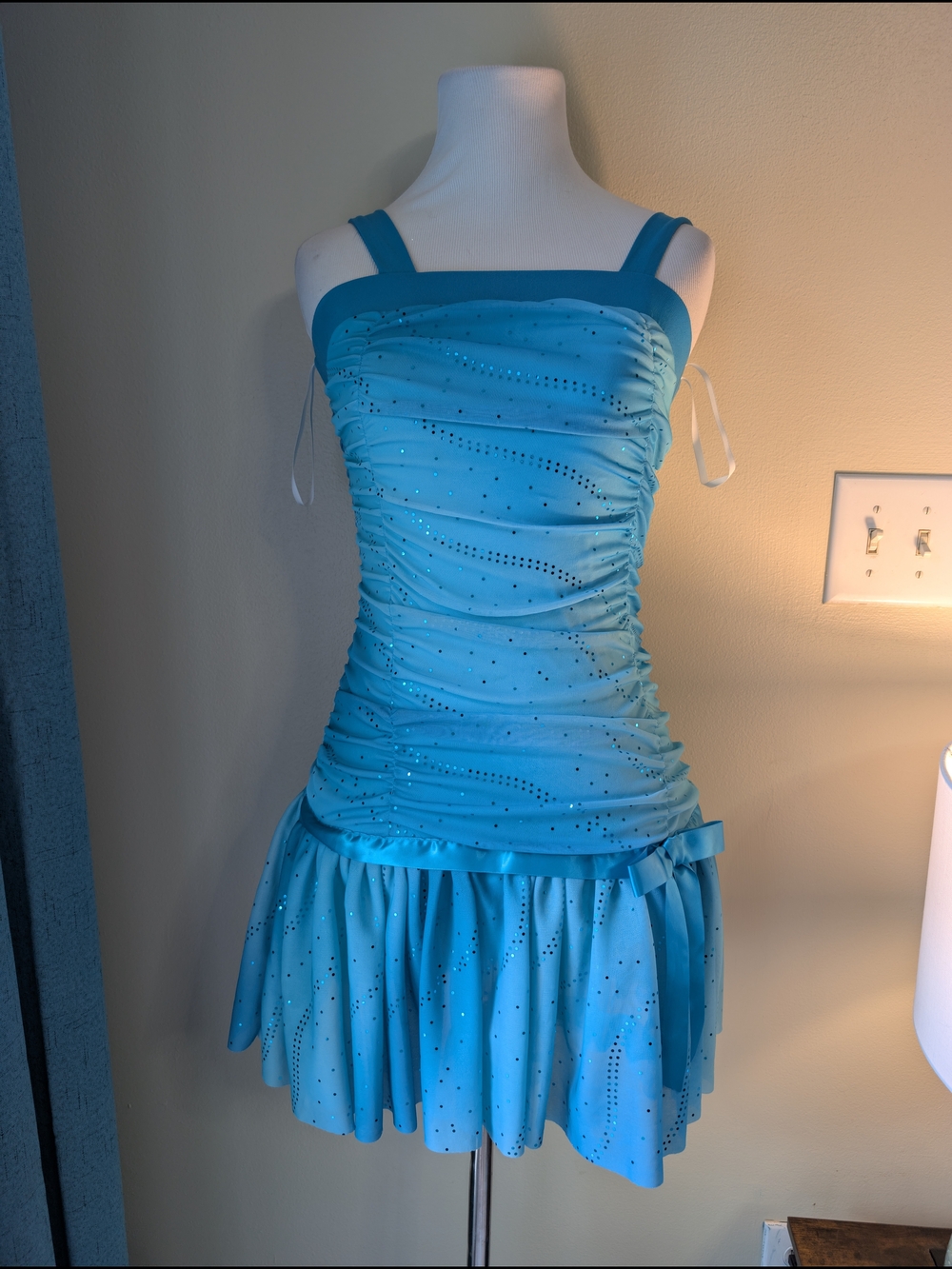 Y2K Vintage Amy Byer Blue Ruched Mini Dress with Sparkle Hoco Whimsical Fairy